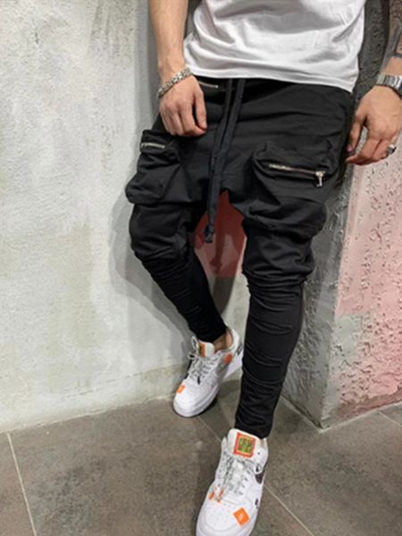 

2019 new men joggers brand male trousers casual pants sweatpants jogger grey casual elastic cotton gyms fitness workout s-3xl, Black