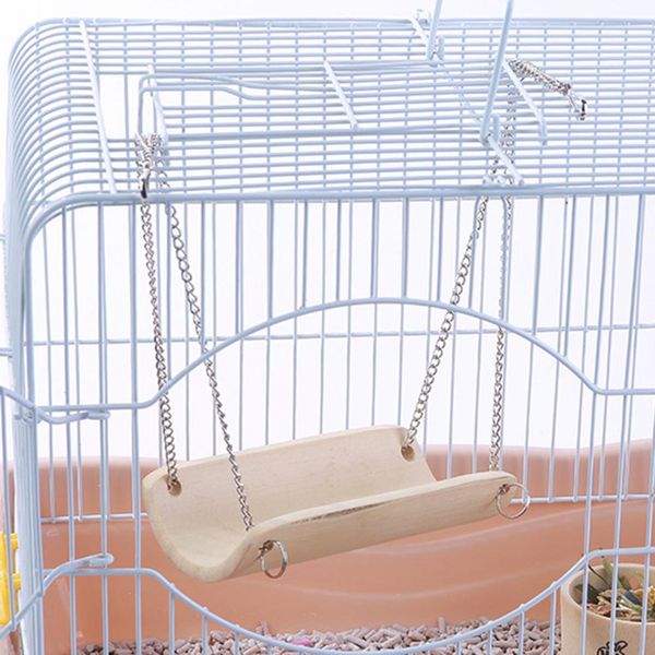 

1pc cute parrot hamster swing hanging bed shake small pet bird rat hamster bamboo hanging swing hammock cage nest playing toy