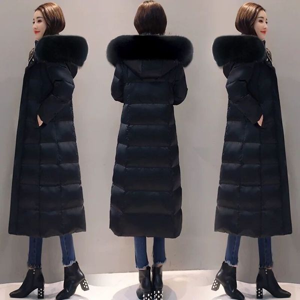 

new style cotton padded women's medium length cotton padded women's fashion plus size women winter hat women coat, Black