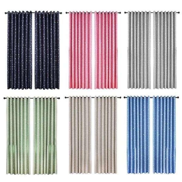 

100x250cm stars moon bronzing pattern polyester shading sliding curtains home blackout curtain