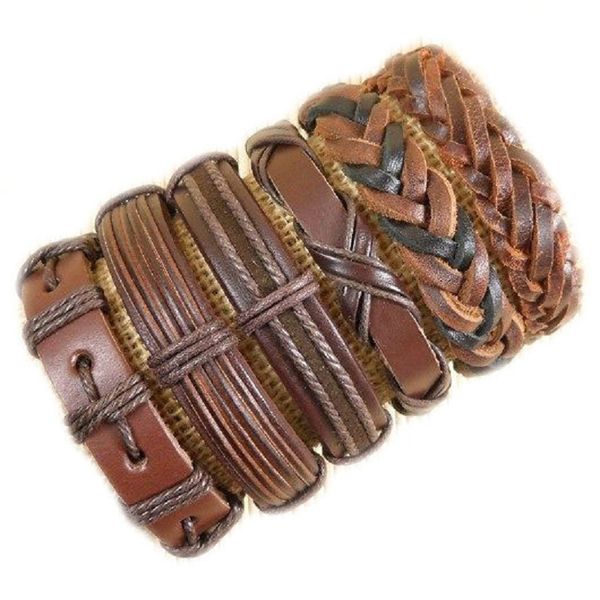 

wholsale 6pcs wrap multilayer leather braided rope wristband men bracelets & bangles for women pulseira masculina jewelry h32, White