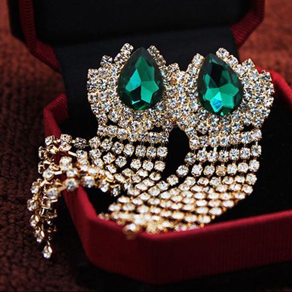 

drip red crystal tassels pendeloque cut earrings earring, Golden
