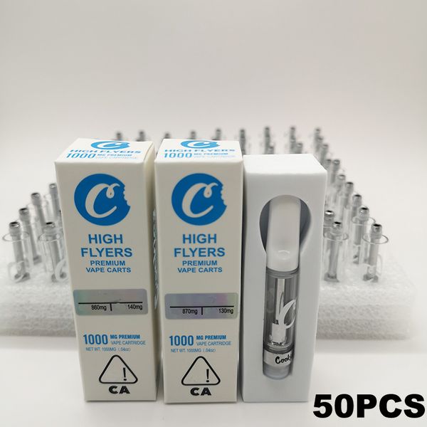 

Push Box Hologram Cookies Carts Packaging High Flyers Vape Cartridge 510 Thick Oil 2mm Atomizer 0.8ml 1ml Empty Pen Vaporizer Ceramic Kit