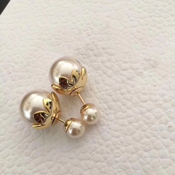 

fashion- flower pearl studs luxury jewelry earring for women fashion christmas party gift, Golden;silver