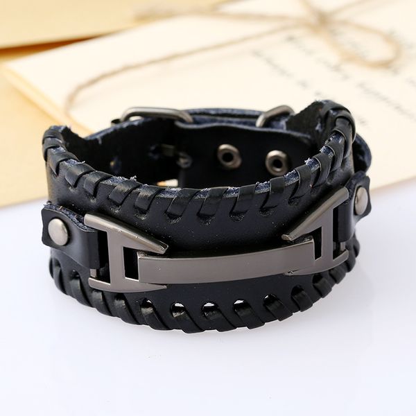 

vogue прохладный дизайн сплава punk манжета браслет моды vintage black genuine wide кожаные браслеты мужские женские аксессуары ювелирные из, White
