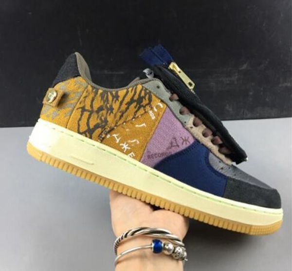 

2019 travis scott x forced ts yy 1 one velvet multi color stitching zipper running shoes for men sports trainer sneakers