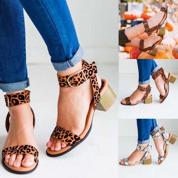 

2020 women summer sandals buckle strap square heels open toe ladies breathable fashion shoes women slipper high heel shoes, Black