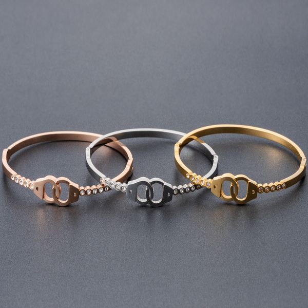 

bangle cuff bracelets stainless steel jewelry womens jewellery trendy rose gold color open fasion, Black