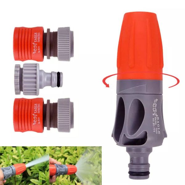 

adjustable tpr rubber coating spray nozzle garden watering car washing sprayer with connectors trp rubber coating, comfortable hand feeling, Golden;silver