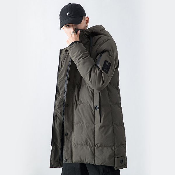 

winter collection features a long padded jacket for men, including a hoodie and a padded coat for men, Black
