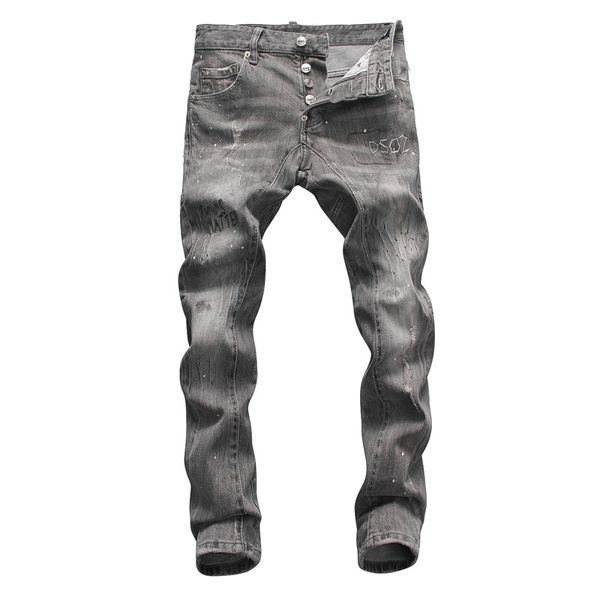 

2020 классический мода джинсы люкс hip hop mens casual дизайн рваные джинсы проблемные тощий джинсовый pantalones мужские узкие джинсы роско, Blue