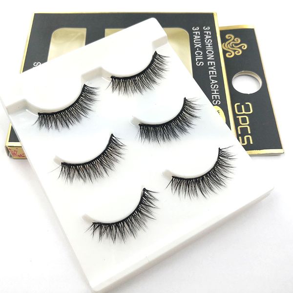 

iflovedekd 3 pairs natural crisscross false eyelashes 3d fale mink lashes full strip eyelash extensions