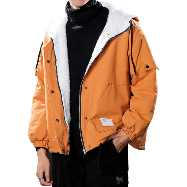 

winter jacket men parka thicken warm berber fleece collar outwear coat men clothing casual pocket coat 4xl 5xl, Black