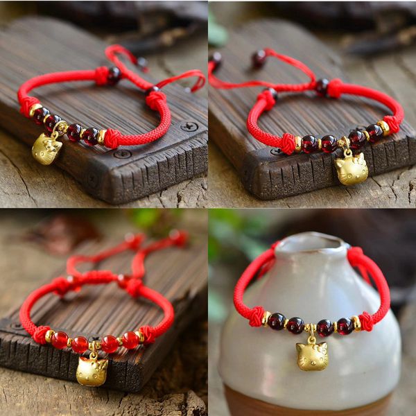 

925 natural garnet red rope bracelet chinese zodiac dog hand string silver accessories male ma'am hand string alex and ani mala catholi, Black