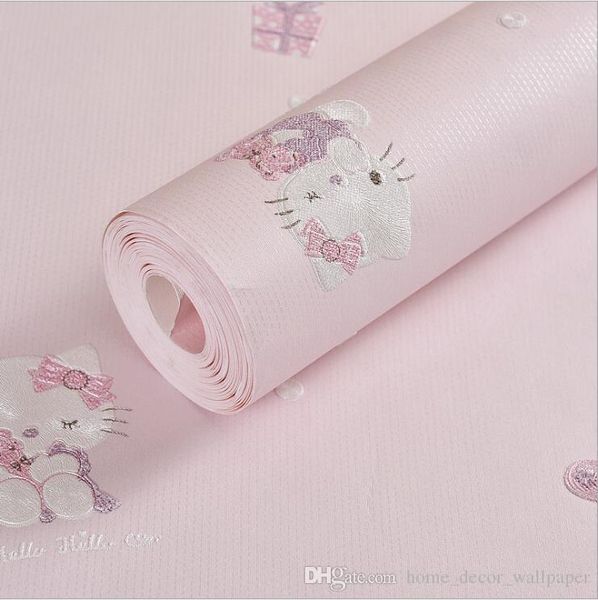 

children's room wallpaper for walls 3 d stereo embossed cartoon cat non-woven wallpaper cute baby room girl bedroom wall paper