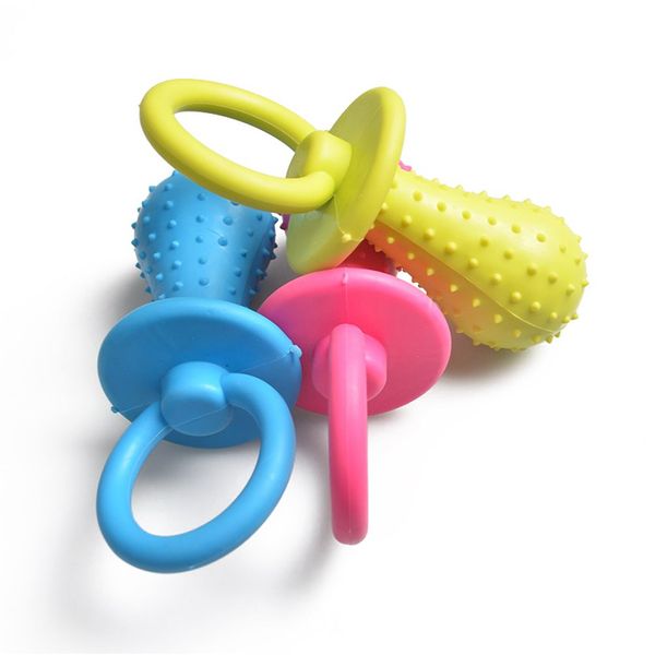 

pet puppy dog chew toy rubber pacifier resistant clean teeth set