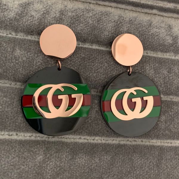 

2019 new luxury de ign titanium teel ro e gold black wedding green red letter drop earring for women girl lover jewelry