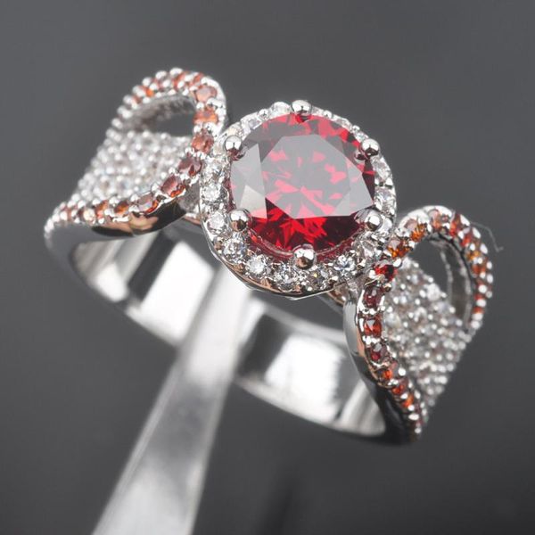 

brilliant red cubic zirconia silver for women jewelry ring new ed0206