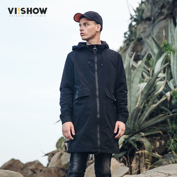 

viishow 2017 new trench coat men brand clothing male long black trench coat hooded windbreaker jacket male fc2643173, Tan;black