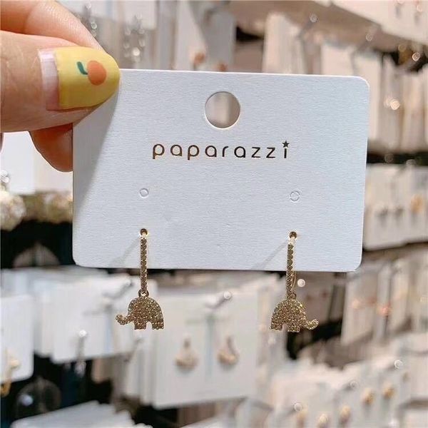 

korea dongdaemun fashion jewelry cute small elephant full rhinestone earrings for woman simple elegant dangle earring, Silver