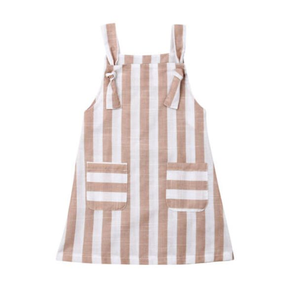 

1-6y toddler baby kid girls striped dress casual sleeveless straight dresses for girls overalls children costumes, Red;yellow