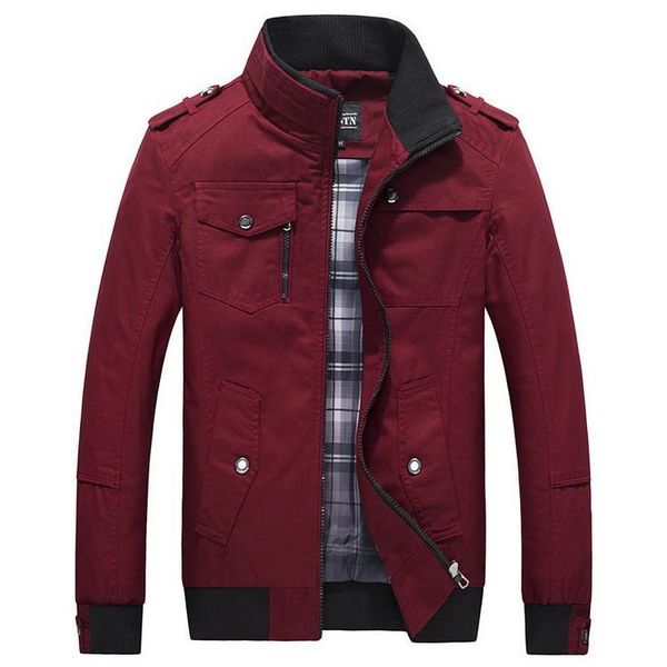 

pure cotton bomber jacket men slim outerwear coats black mens autumn jackets with many pockets men's windbreaker elastic, Black;brown