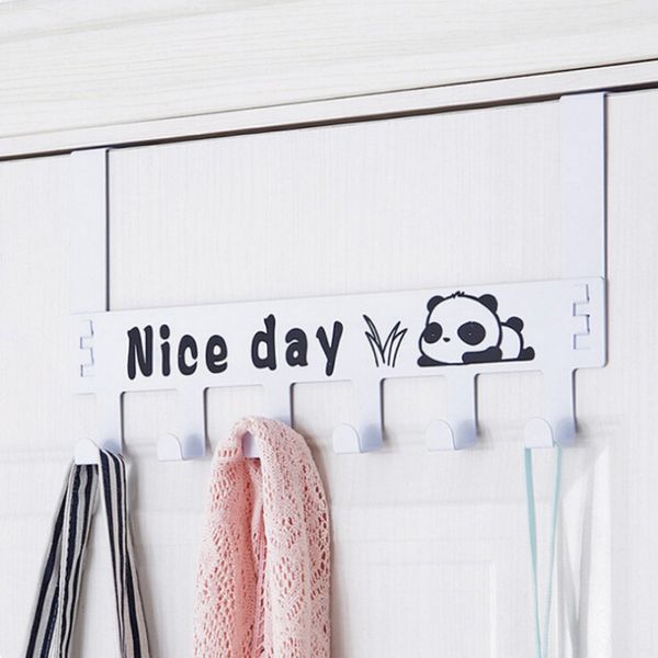 

36x17.8cm 6 links hooks with nice day letter for clothes hat storagecreative carbon steel behind the door