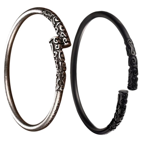 

2 pcs beichong monkey king bar men's bracelets 4mm stainless steel gold-color opening cuff bangles for men gold hoop bar, silver, Black