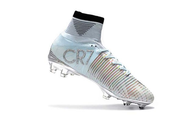 

2019 mens/woman/kids football boots superfly v tf/ic/fg cr7 silver soccer shoes