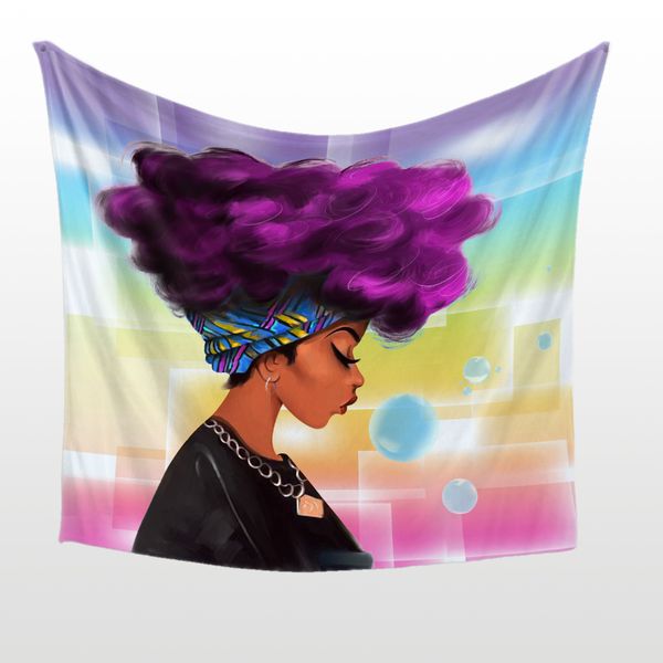 Gift For Girlfriend Lover Girl With Purple Hair Tanned Brown Skin