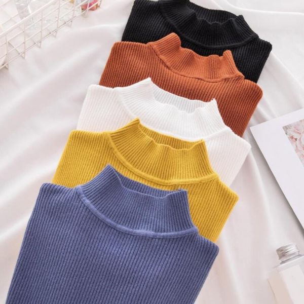 

turtleneck sweater women pullover knitted jumper long sleeve autumn winter basic female sweater solid pull femme jw9247, White;black