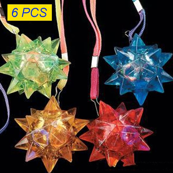 

6pcs necklace flashing uv gifts toy crystal pvc party glow blinking crystal star dazzling, Silver