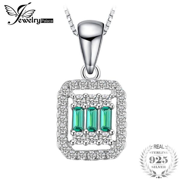 

jewelrypalace square-cut russian simulated emerald pendant neckalce s925 sterling silver accessories 45cm box chain