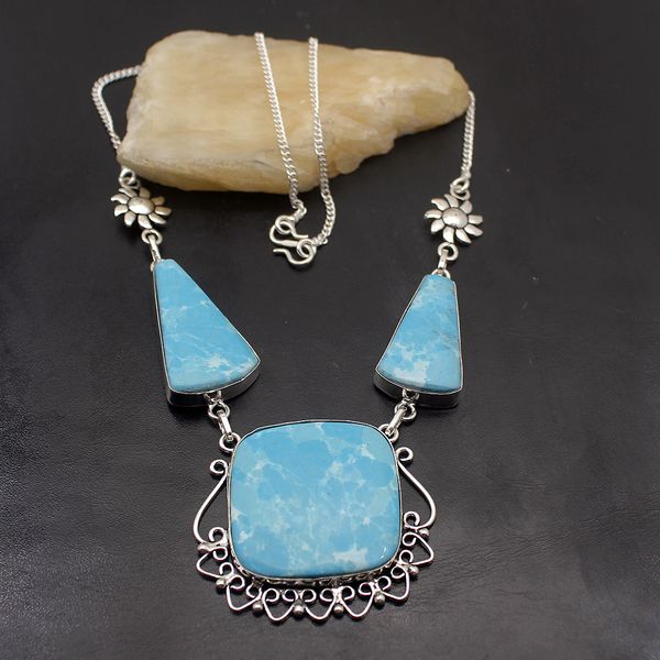 

special design antique bluejasper 925 sterling silver charm pendant necklace 19 inch tf822 ing