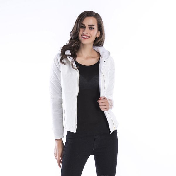 

autumn and winter new style european and american large size hooded short warm cotton coat zipper long sleeve short coat, Black;brown