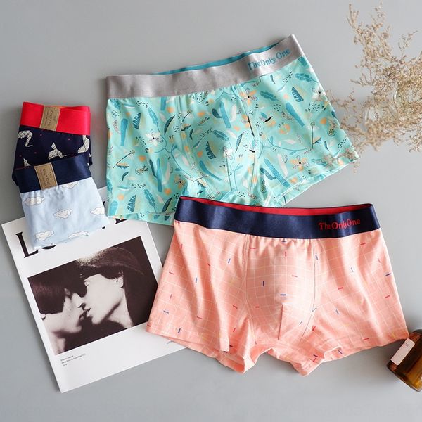 

kfwzf modal men's underwear pure cotton class student er underwear flower box flower box head creative personality youth four-corner br, Black;white