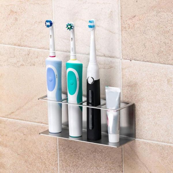 

stainless steel toothpaste electric toothbrush holder shelf wall storage rack toothbrush stand rack dispense bathroom sets