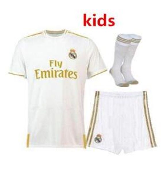 

real madrid kids home soccer jerseys 2019 20 hazard home soccer shirt kids kit modric asensio vinicius jr isco kroos football uniform, Black
