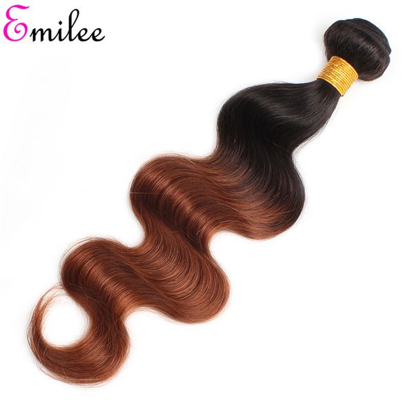 

emilee malaysian double drawn ombre hair weave body wave 1b 30 remy hair extensions 1/3/4 pcs 1b 30 color hair, Black
