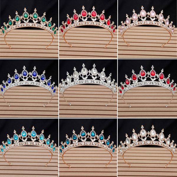 

New Fashion Headband Small Baroque Blue Crystal Tiaras and Crowns for Women Girls Bride Wedding Hair Jewelry Accessories