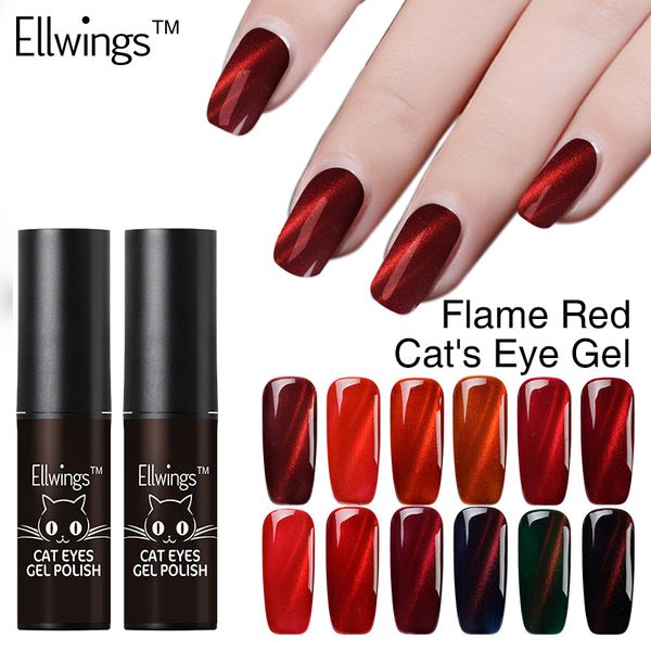 

ellwings glitter 3d colors flame red cat's eye nail gel polish uv gel varnish glitter magnet 2017 diy lacquer, Red;pink