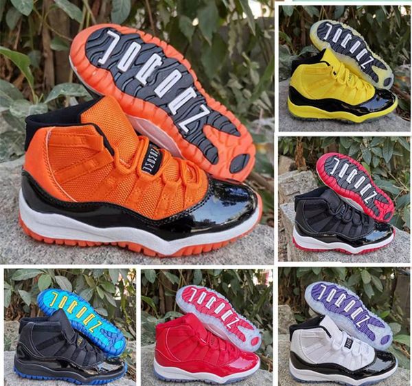 

kids 11s space jam basketball shoes children boys girls preschool bred black red white sport trainer sneakers kids gift 11c-3y