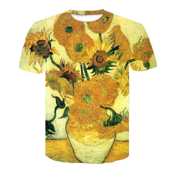 

new fashion womens/mens summer van gogh sunflower funny 3d print surf squirtle casual short sleeve novelty t-shirts tx64, White;black