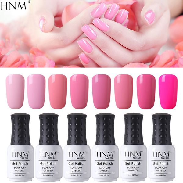 

hnm 8ml gel nail polish pure pink color soak off uv led varnish lacquer for nail art semi permanent hybrid gellak base coat