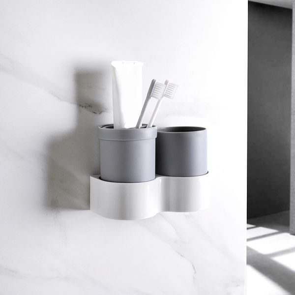 

new toothbrush holder wall hanging toothpaste mouth cup waterproof hanging storage shelf kitchen bathroom organizers