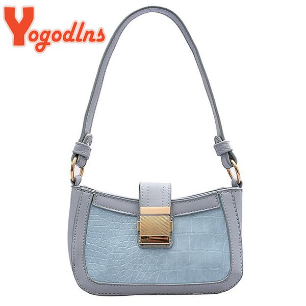 

yogodlns fashion shoulder women bags 2020 crocodile pattern armpit bag luxurious handle bags female leisure design baguette