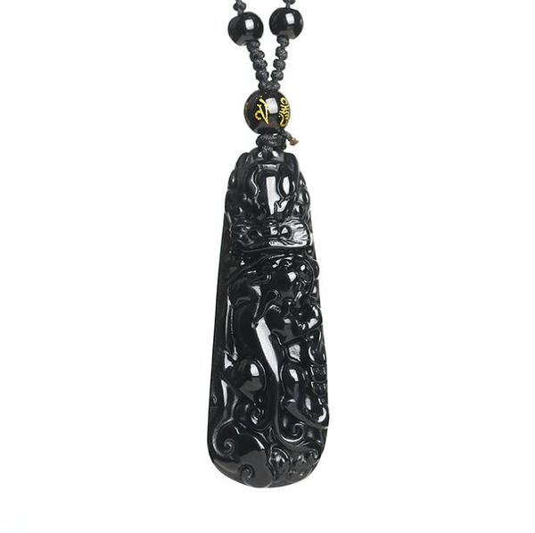 

the natural obsidian bibcock pi xiu pendant men and women's crystal jewelry necklace for men and women fine jewelry, Silver