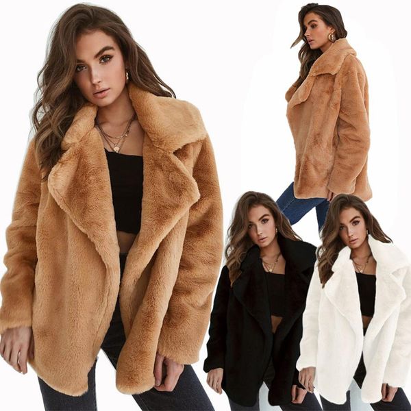 

metermall women plush lapel comfortable long sleeve coat for casual dating in autumn winter, Black
