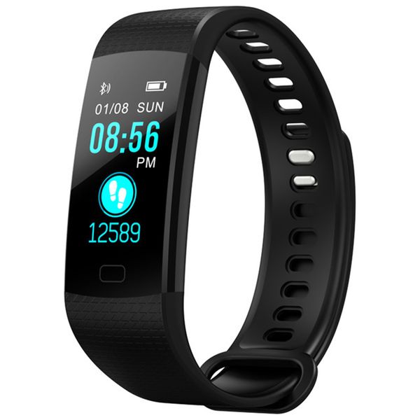 

2019 ogeda y5 color screen waterproof smart watch with heart rate monitor blood/oxygen pressure pedometer fitness tracker +box, Slivery;brown