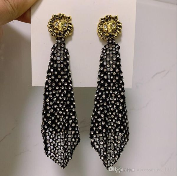 

2020 new yang mi same earrings fishnet personality diamond earrings wild net red long fringed temperament fishnet pendant, Golden;silver